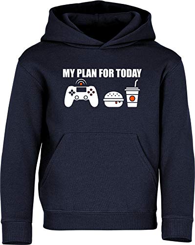 Kinder Pullover: My Plan for Today : Gaming - Hoodie Kapuzenpullover Pulli Gamer Zocken Game PC Konsole Computer-Spiele Video - Geschenk E-Sport Kleidung Junge-n Mädchen Kind Nerd (128 Navy) von Baddery