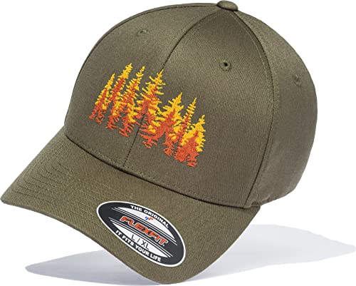 Outdoor Cap Herren Flexfit : Autumn Forest - Basecap Herren & Damen - Kletter Ausrüstung Wander Zubehör (S-M) von Baddery