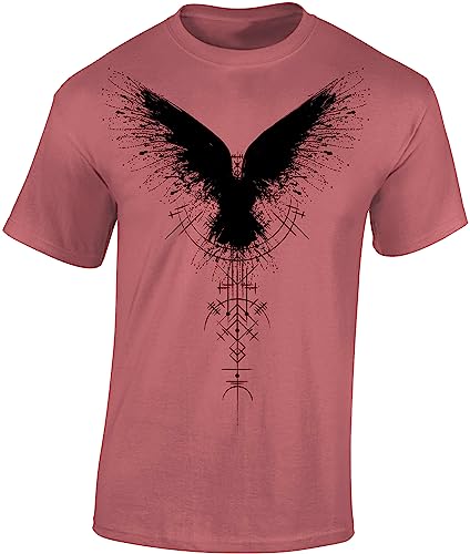 Wikinger Tshirt Herren | Schattenrabe T-Shirt | Viking Shirt Männer | Wikinger Kleidung (Rot M) von Baddery