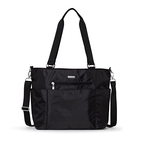 Baggallini Damen Essential Tragetasche Arbeitstasche mit Laptop-Hülle – Reise-Schultertasche mit Gepäckhülle, schwarz von Baggallini