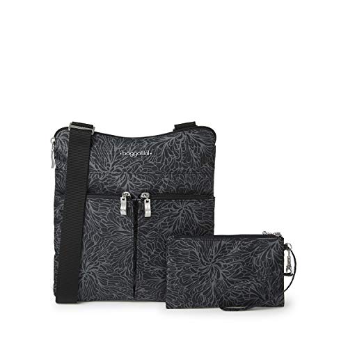 Baggallini Horizon Crossbody für Damen, Midnight Blossom, Einheitsgröße, Horizon Crossbody von Baggallini