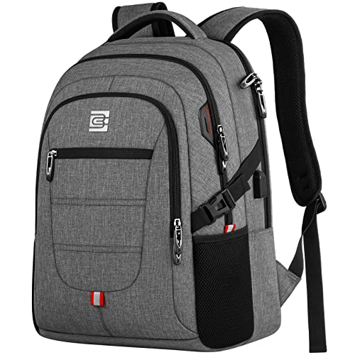 Bagsure Laptop-Rucksack, 17.3 Zoll Reiserucksack für Herren mit USB-Ladeanschluss, langlebiger, wasserabweisender Wanderrucksack für Männer, Computer-Rucksack, Schule, lässiger Tagesrucksack, Schwarz von Bagsure