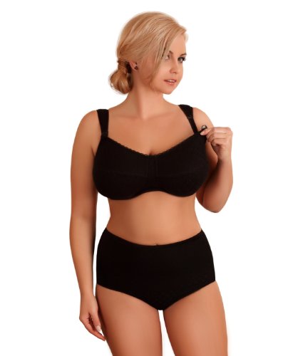 BaiBa Klassischer Still-BH ohne Bügel aus Baumwolle, Größe 80D 80 D, Farbe Schwarz von BaiBa Lingerie