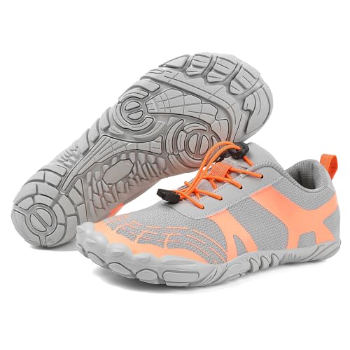 Bailey Xingqi Damen Herren Schnell trocknende Wasserschuhe Barfußschuhe, rutschfeste Aquasportschuhe für Orientierungslauf Segeln Hill-Walki（Grau 36） von Bailey Xingqi