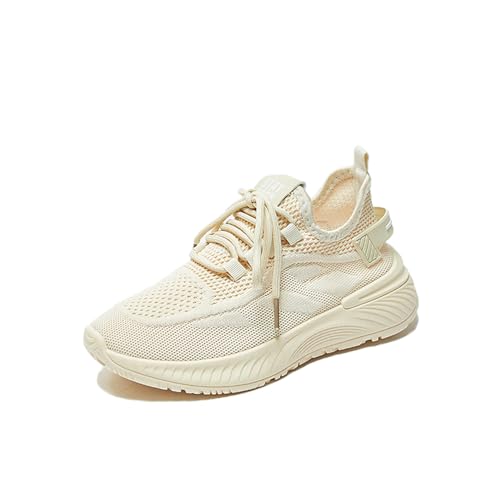 Bailey Xingqi Damen Walking Tennisschuhe Atmungsaktive Mesh Schnürung Arbeitsschuhe Mode Sneaker Leichte Gym Trainingsschuhe（Beige 38） von Bailey Xingqi