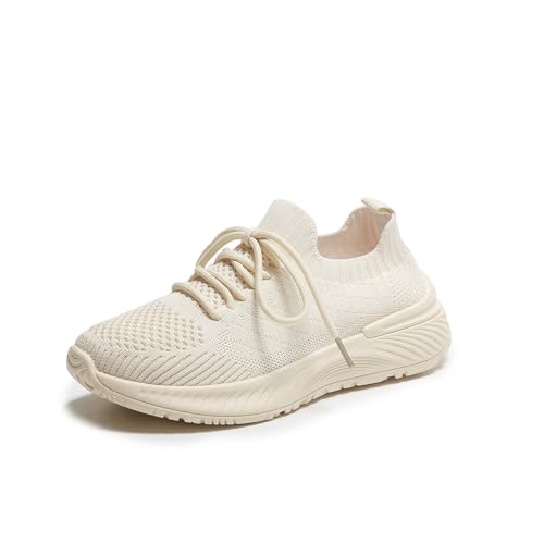 Bailey Xingqi Damen Walking Tennisschuhe Leichte rutschfeste Laufschuhe Atmungsaktive Mesh Work Sneakers Gym Trainingsschuhe（Beige 35） von Bailey Xingqi