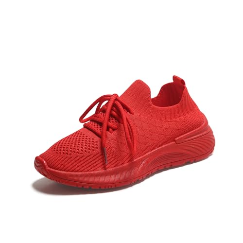 Bailey Xingqi Damen Walking Tennisschuhe Leichte rutschfeste Laufschuhe Atmungsaktive Mesh Work Sneakers Gym Trainingsschuhe（Rot 35） von Bailey Xingqi