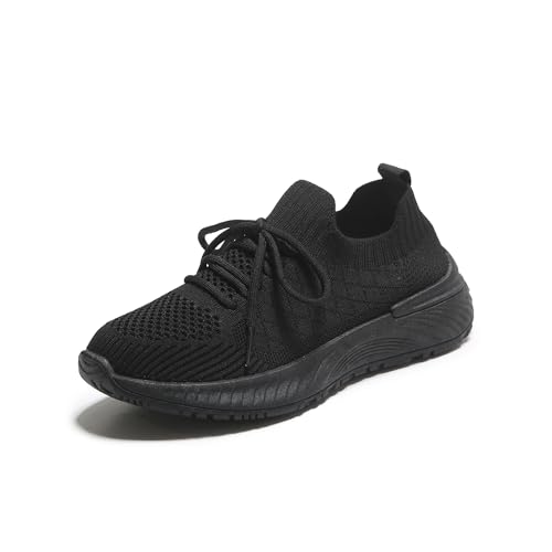 Bailey Xingqi Damen Walking Tennisschuhe Leichte rutschfeste Laufschuhe Atmungsaktive Mesh Work Sneakers Gym Trainingsschuhe（Schwarz 35） von Bailey Xingqi