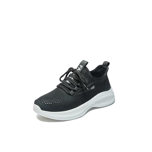 Bailey Xingqi Damen rutschfeste Laufschuhe Leichte Walking Tennisschuhe Atmungsaktive Mesh Schnürung Arbeitsschuhe Mode Sneakers（Schwarz 37） von Bailey Xingqi