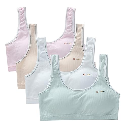 4 teiliger Mädchen Sport BH atmungsaktiver Trainings BH bügelfrei gepolstertes Crop Top leichte Nahtlose Sport BHS für Mädchen von 8–12 Jahren von BakerMiche