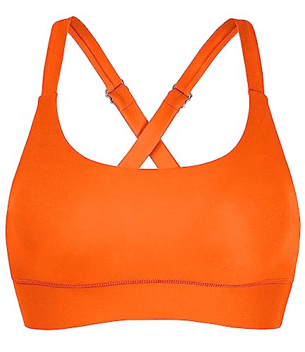 Sportlicher Badeanzug für Damen, mit U-Ausschnitt, Spaghettiträgern, Bikinioberteil, Neon-Orange, Large von Balasami