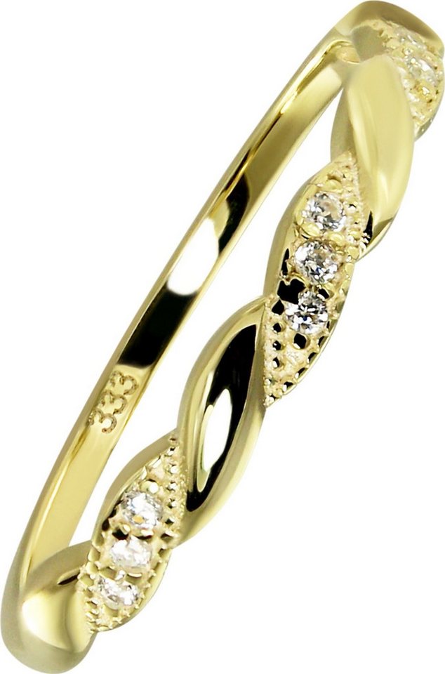 Balia Goldring Balia Damen Ring aus 333 Gelbgold (Fingerring), Damen Ring Wellen, 54 (17,2), Gold 333, Farbe: weiß, gold von Balia