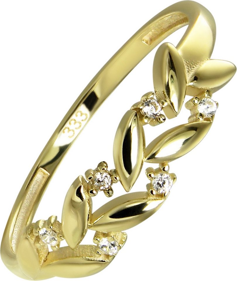 Balia Goldring Balia Damen Ring aus 333 Gelbgold mit Vergoldung (Fingerring), Damen Ring Ranke gold, 54 (17,2), Gold 333, Farbe: weiß, gold von Balia