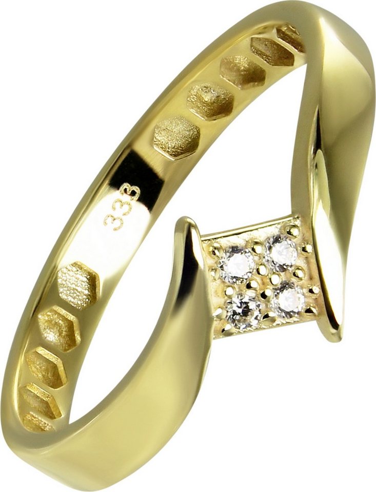 Balia Goldring Balia Damen Ring aus 333 Gelbgold mit Vergoldung (Fingerring), Damen Ring Viereck gold, 56 (17,8), Gold 333, Farbe: weiß, gold von Balia