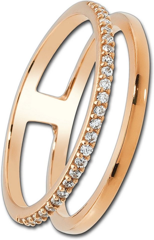 Balia Goldring Balia Ring für Damen 333 Rosegold (Fingerring), Fingerring Größe 54 (17,2), 333 Rosegold - 8 Karat (Doppel rose) Gold von Balia