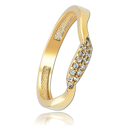 Balia Ring Welle für Damen gefertigt aus 333 Gelbgold mit Zirkonia BGR016G58 Gold Ring von Balia