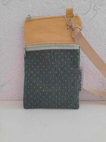 Balldiri & Windhound Crossbody Bag aus Stoff, Handytasche zum Umhängen grün-gelb gemustert von Balldiri & Windhound