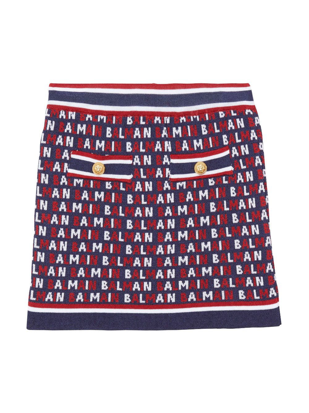 Balmain Kids Minirock in A-Linie mit Jacquard-Logo - Blau von Balmain Kids