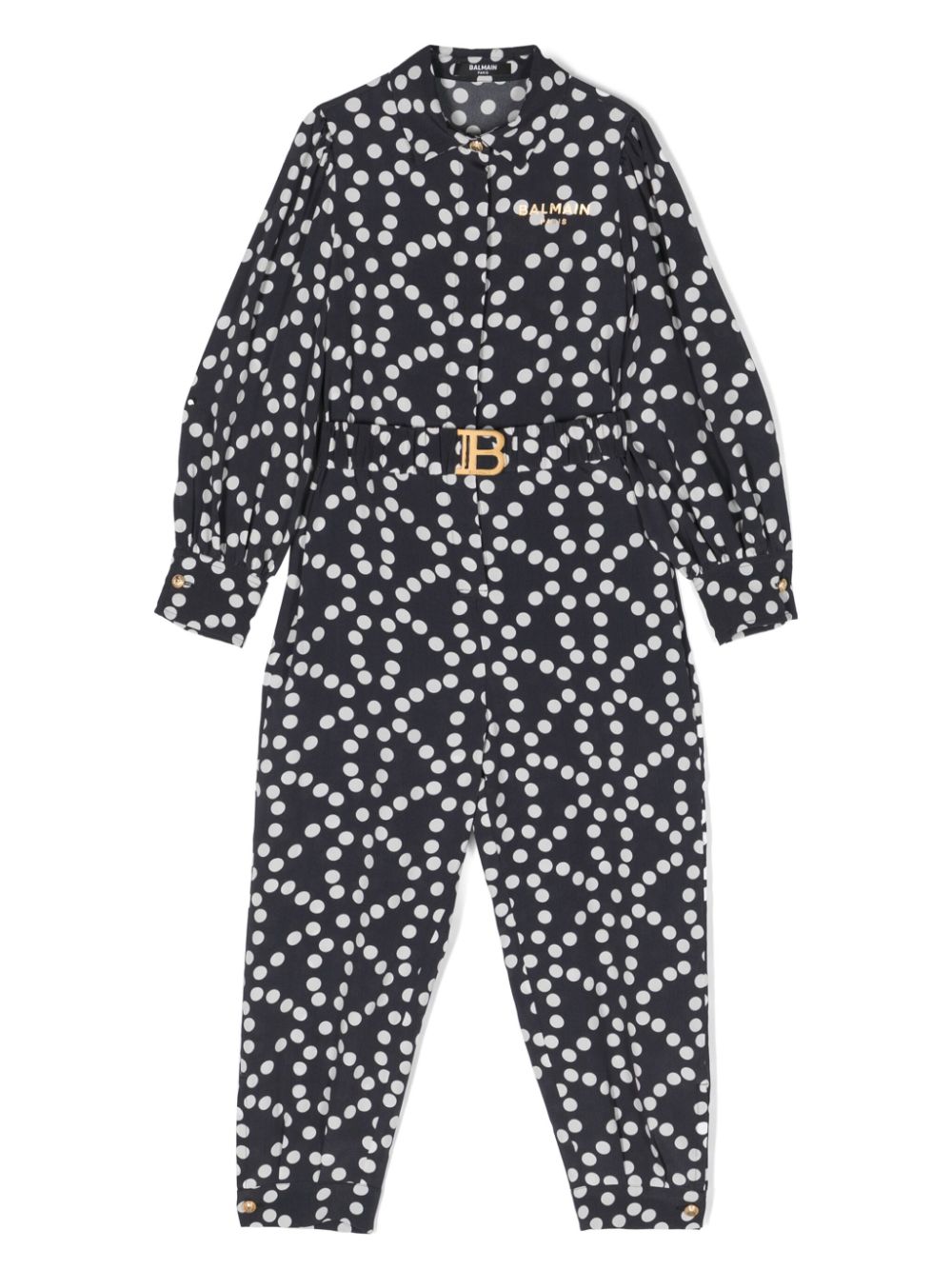 Balmain Kids Krepp-Jumpsuit mit Polka Dots - Blau von Balmain Kids