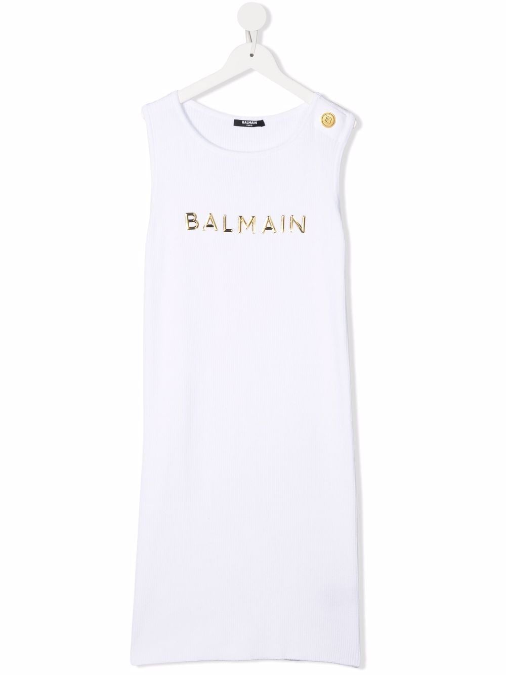 Balmain Kids TEEN Trägerkleid mit Logo - Weiß von Balmain Kids