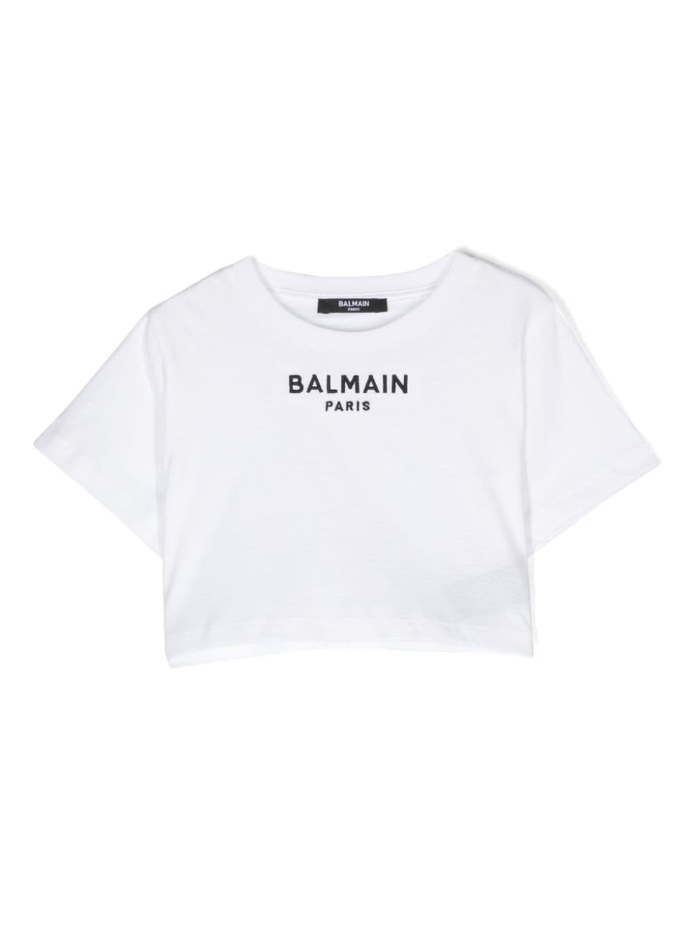 Balmain Kids Cropped-T-Shirt mit Logo-Stickerei - Weiß von Balmain Kids