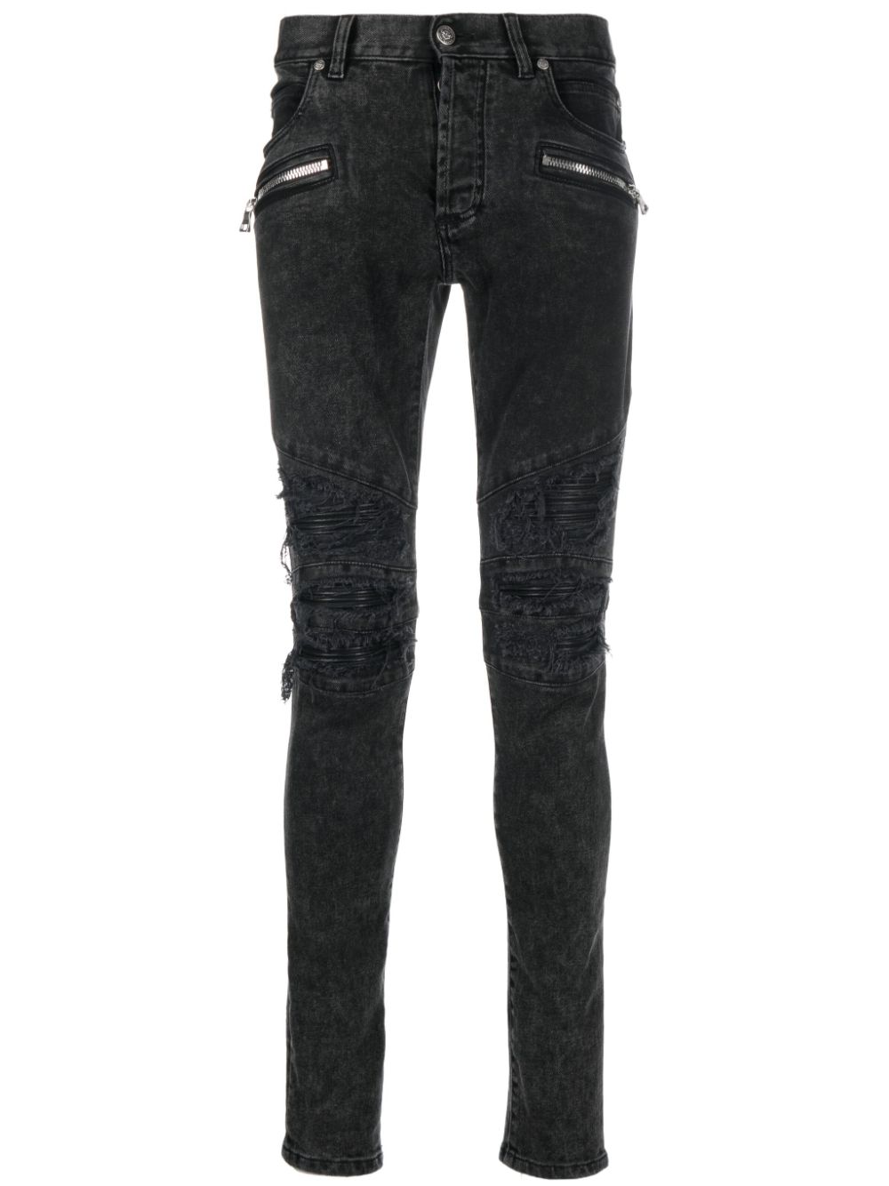 Balmain Ausgefranste Skinny-Jeans - Schwarz von Balmain