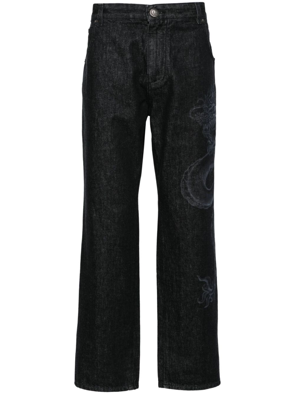 Balmain Halbhohe Straight-Leg-Jeans - Schwarz von Balmain