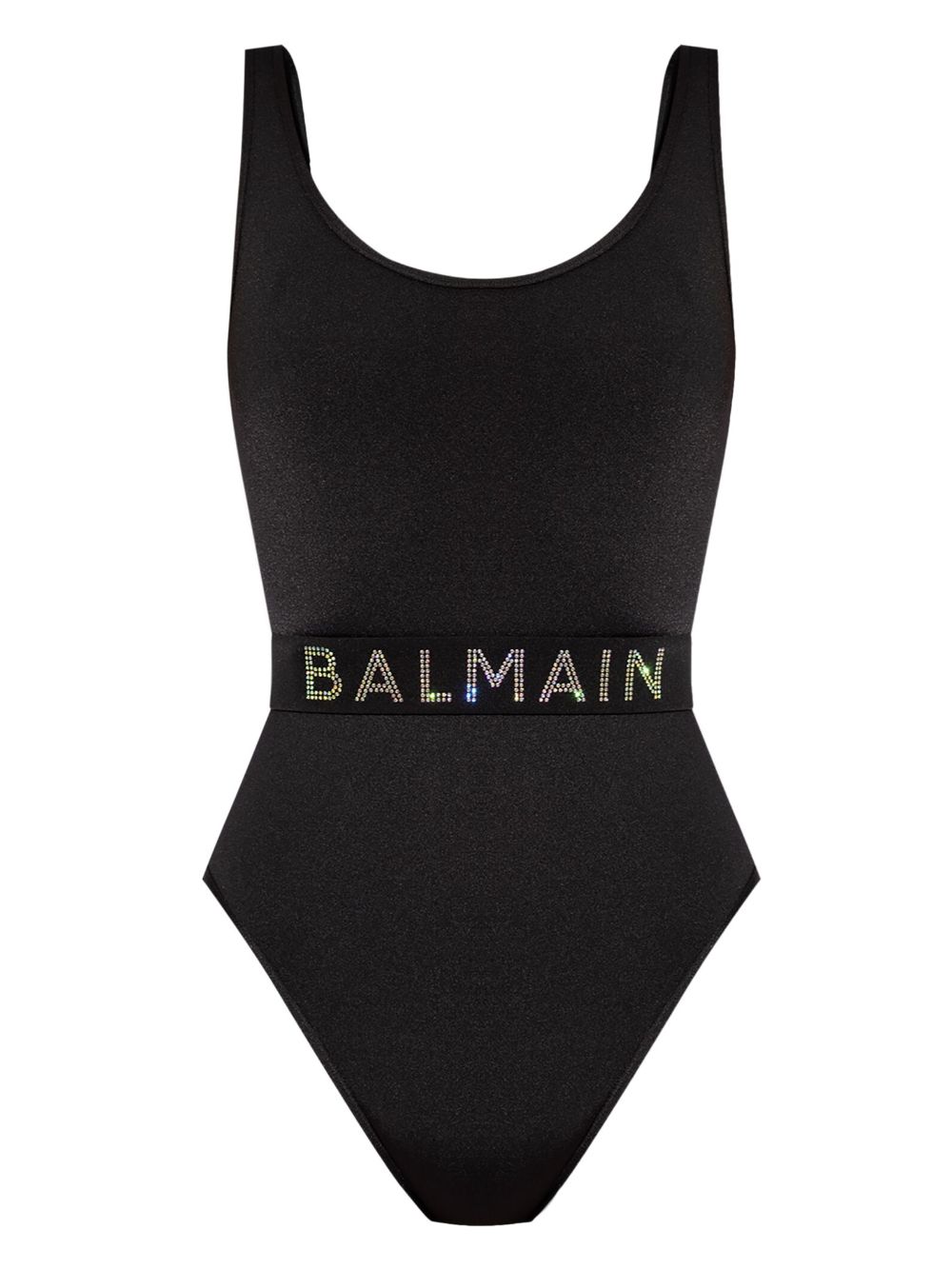 Balmain Badeanzug mit Strass-Logo - Schwarz von Balmain