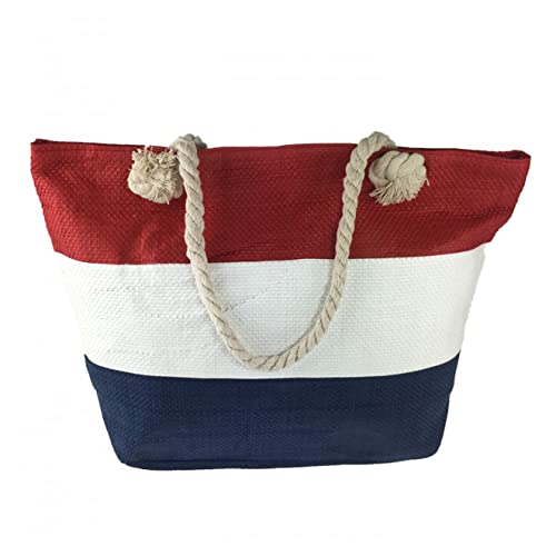 BambiniWelt by Rafael K. Strandtasche mit Reißverschluss XXL Beachbag Shopper Einkaufstasche Schultertasche für Damen (Modell 21) von BambiniWelt by Rafael K.