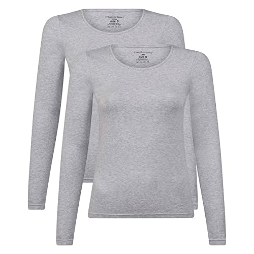 Bamboo Basics Damen T-Shirt, 2er Pack - Lara Longsleeve, Unterhemd, Rundhals, Uni Grau S von Bamboo Basics