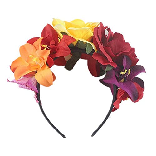 Haarreifen mit Rosen, Blumen im mexikanischen Stil, Blumengirlande für Damen, Kopfschmuck, Haarschmuck für Halloween, Karneval, Partys, Bühnenauftritte von Bamboopack