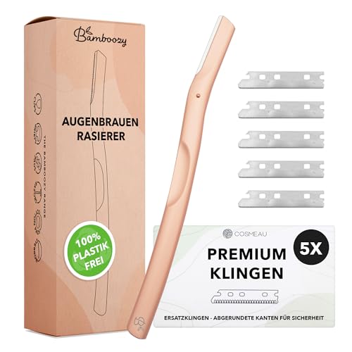 Bamboozy Augenbrauenrasierer mit 5 Premium Klingen - Wiederverwendbare Dermaplaning Rasierer aus Metal für Gesicht, Augenbrauen und Intime Zone - Plastic Frei Bamboozy Augenbrauenrasierer mit 5 Premium Klingen - Wiederverwendbare Dermaplaning Rasierer aus Metal für Gesicht, Augenbrauen und Intime Zone - Plastic Frei von Bamboozy