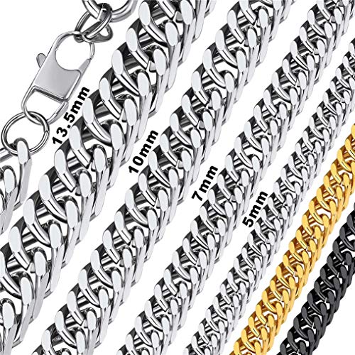 Bandmax 76cm lange Panzerkette 7mm Edelstahl massive Panzer Halskette für Männer Jungen schwere kubanische Gliederkette Hip Hop Street Style Cuban Link Chain Modeschmuck Schmuck für Geburtstag von Bandmax