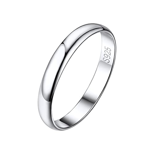 Bandmax 925 Silber 3mm Glatter Bandring für Damen Minimalist Verlobungsring Trauring Partnerring Ehering Schmuck Accessoire für Hochzeit Größe 52 von Bandmax