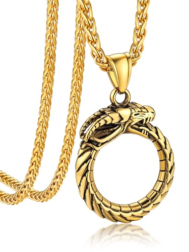 Bandmax Herren Kette Gold Drachen Halskette Damen Panzerkette Edelstahl Kette Dragon Kette Gold Halskette Drachen Schmuck für Drachenliebhaber von Bandmax