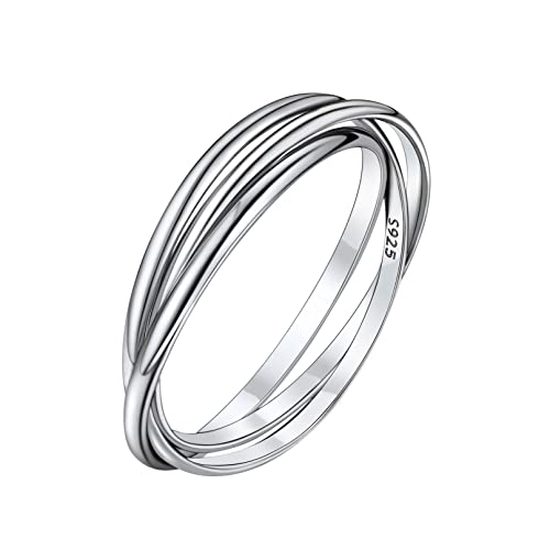 Bandmax Herren 3 Verflochten Bandring in 925 Sterling Silber Minimalist Trauring Verlobungsring Ehering für Hochzeit Verlobung Jahrestag Größe 62 von Bandmax