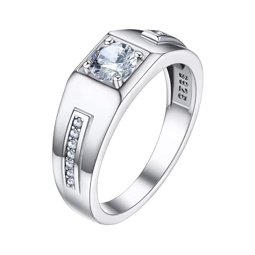 Bandmax Herren Solitär Ring in 925 Sterling Silber Weißen Zirkonia Trauring Verlobungsring Ehering für Hochzeit Verlobung Jahrestag Größe 62 von Bandmax