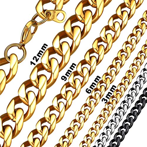 Bandmax Hip Hop lange Panerzkette für Männer Jungen, 71cm 18k vergoldet Panzer Halskette Biker Rapper Modeschmuck Accessoire, 6mm dünne 1:1 kubanische Gliederkette für Party von Bandmax