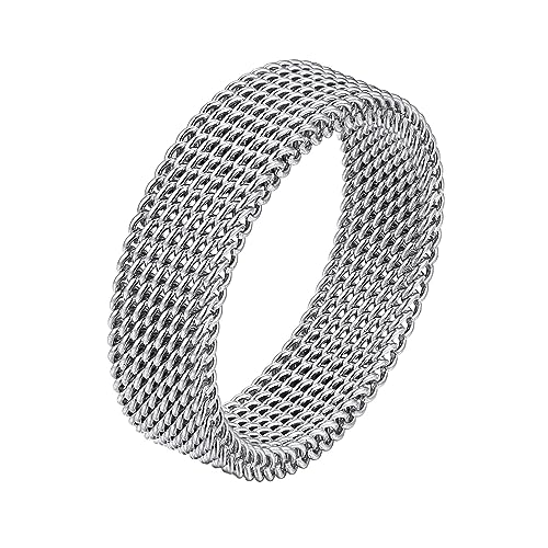 Bandmax Mesh Bandring Männer Jungen Edelstahl Ring Mesh Ring Ringgröße 59 Fingerring mit 5,8MM Breite Partnerring Schlichter Ring Modering Mesh Schmuckring Schickes Schmuckstück von Bandmax