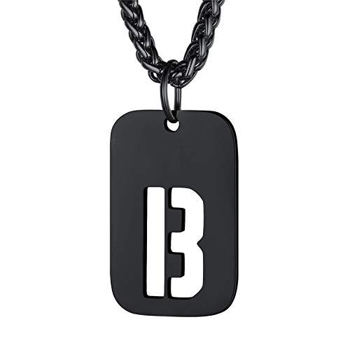 Bandmax Militärische Dog Tag Buchstabe B Anhänger Halskette für Männer Frauen Schwarz Erkennungsmarke + Weizenkette 55+5cm Kette Modeschmuck Accessoire von Bandmax