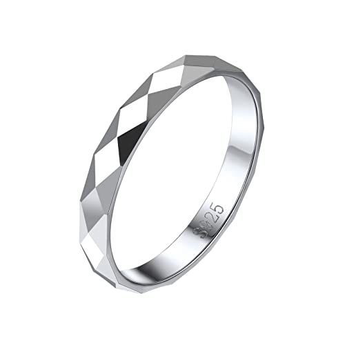 Bandmax Silber 925 Ehering in Größe 57 Herren 3mm Rautenmuster Bandring Partnerring Trauring Minimalist Verlobung Hochzeit Ring Schmuck Accessoire von Bandmax