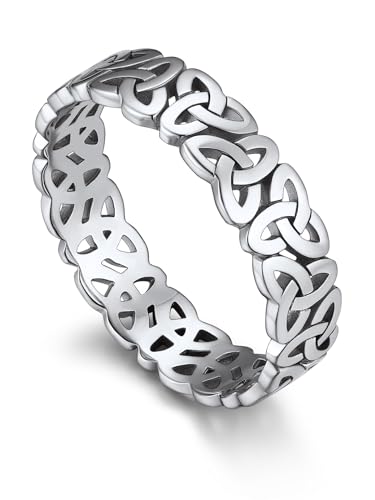 Bandmax Verlobungsring Herren Ringe Silber 925 Bandring 5mm breit Keltischer Knoten Ring Größe 62mm Hochzeitsringe Partnerringe Wikingerschmuck für Valentinstag von Bandmax