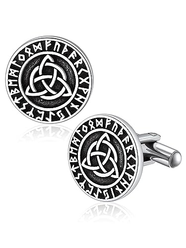 Bandmax Wikinger Dreieck Manschettenknöpfe Herren Valknut Manschettenknopf Edelstahl Cufflinks for Men Modeschmuck für Hemd Hochzeit von Bandmax