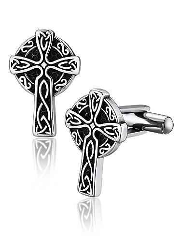 Bandmax Wikinger Kreuz Manschettenknöpfe Herren Kreuz Manschettenknopf Edelstahl Cufflinks for Men Wikinger Shmuck Herren Hemd Manschettenknöpfe von Bandmax