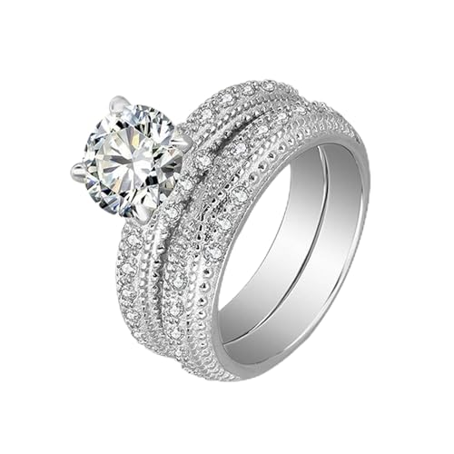 Banemi Damenring Silber 925 Breit, Hochzeitsringe mit Zirkonia Ring für Freundingeschenke Größe 60 (19.1) von Banemi