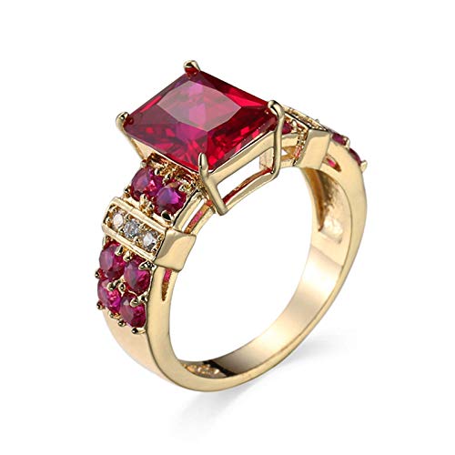 Banemi Ringe Vergoldete Modern, Vintage Damen Ringe Rot Zirkonia Rechteckig Damen Verlobungsring Größe 62 (19.7) von Banemi