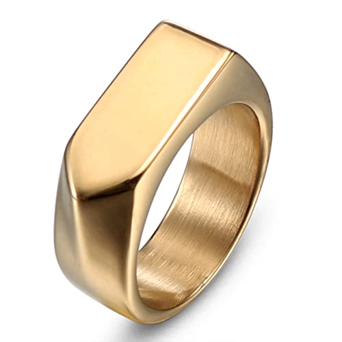 Einfacher Ring Gold, Edelstahlringe Trauringe Goldpfeil Siegelring Breite 9 mm Freund Geschenk Ring Größe 57 (18.1) von Banemi