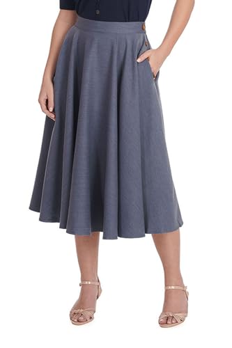 Banned Retro Tellerrock Polly May Swing Skirt Grau-Blau Vintage A-Linie Rock, Größe:S Banned Retro Tellerrock Polly May Swing Skirt Grau-Blau Vintage A-Linie Rock, Größe:S von Banned