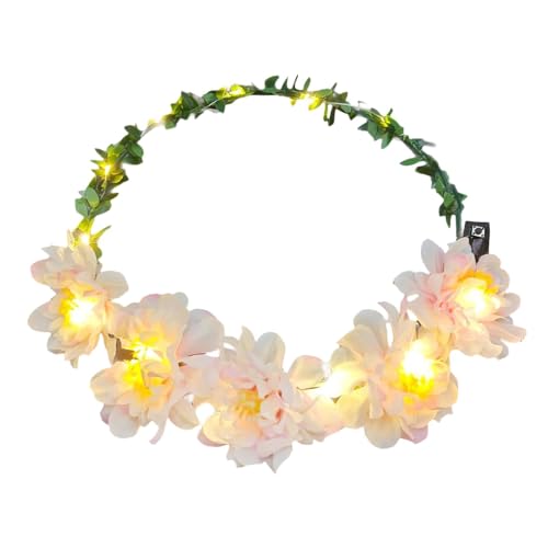 Baoblaze Blumenkrone, Blumenkrone, Kopfbedeckung, Durchmesser 18 cm, Blumenstirnband, Blumenkranz-Stirnband für Park, Cosplay, Verkleidung, Weiß Lila von Baoblaze