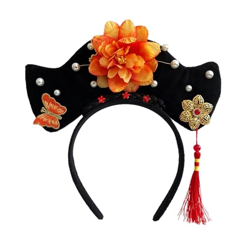 Baoblaze Chinesische Kopfbedeckung, Blumen-Hanfu-Haarband, Kinder verkleiden sich, chinesisches Qing-Stirnband, antikes Stirnband für Hochzeit, Stil K von Baoblaze